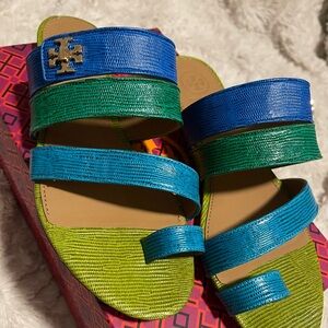 Tory Burch NEW Vibrant Blue and Green Sandals